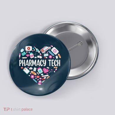 Pharmacy Technician Heart Certified Pharm Tech Pharmacist Button