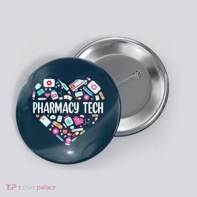 Pharmacy Technician Heart Certified Pharm Tech Pharmacist Button