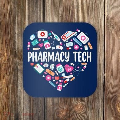 Pharmacy Technician Heart Certified Pharm Tech Pharmacist Coaster
