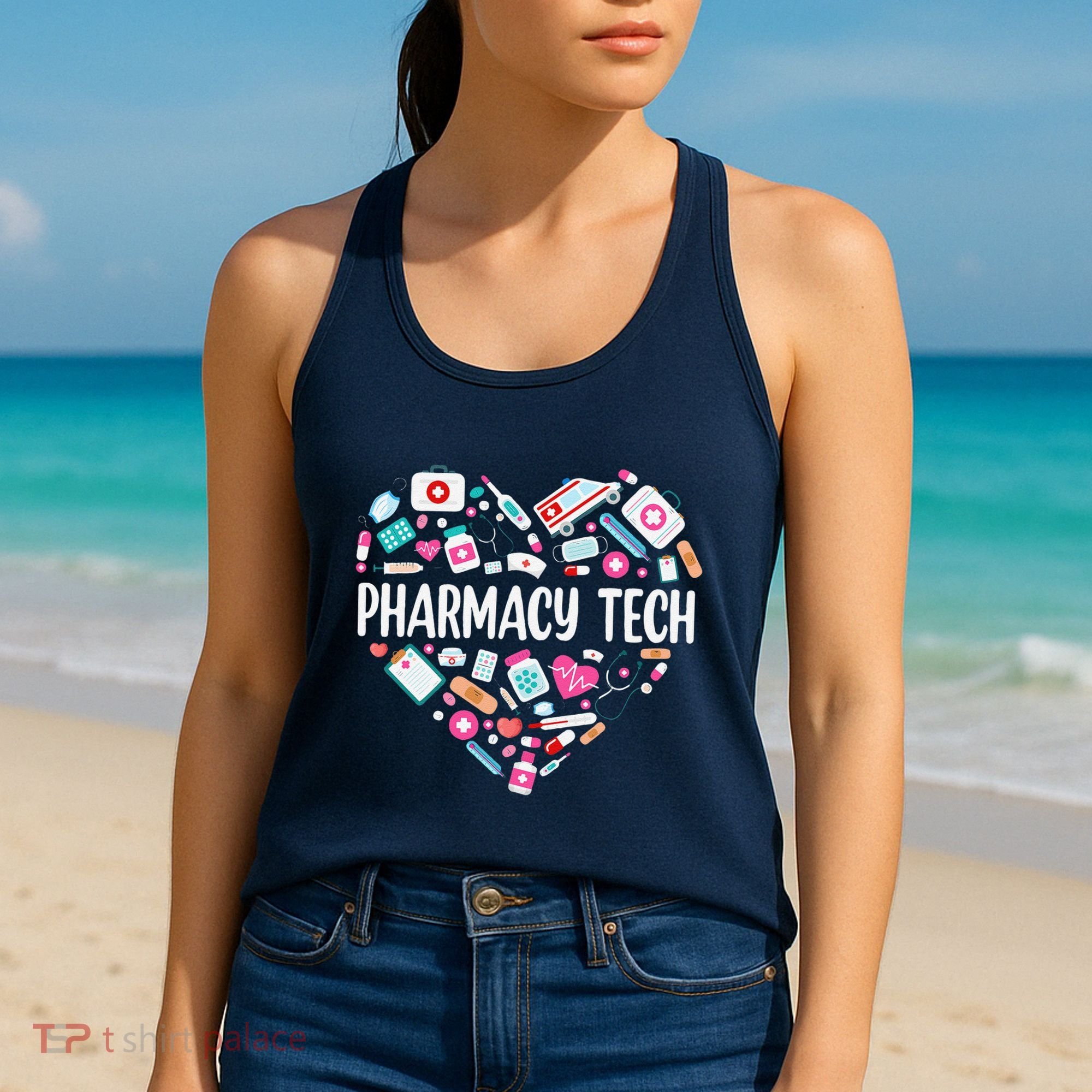 Pharmacy Technician Heart Certified Pharm Tech Pharmacist Women's Tank Top