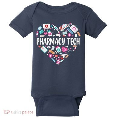Pharmacy Technician Heart Certified Pharm Tech Pharmacist Baby Bodysuit