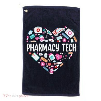 Pharmacy Technician Heart Certified Pharm Tech Pharmacist Golf Towel