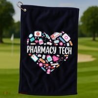 Pharmacy Technician Heart Certified Pharm Tech Pharmacist Golf Towel thumb 1
