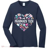 Pharmacy Technician Heart Certified Pharm Tech Pharmacist Women's Long Sleeve Shirt thumb 0