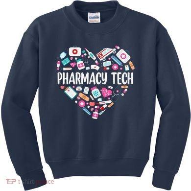 Pharmacy Technician Heart Certified Pharm Tech Pharmacist Kids Sweatshirt