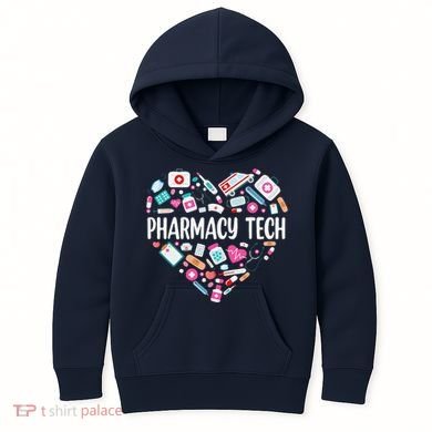 Pharmacy Technician Heart Certified Pharm Tech Pharmacist Kids Hoodie