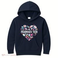 Pharmacy Technician Heart Certified Pharm Tech Pharmacist Kids Hoodie thumb 0