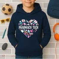 Pharmacy Technician Heart Certified Pharm Tech Pharmacist Kids Hoodie thumb 2