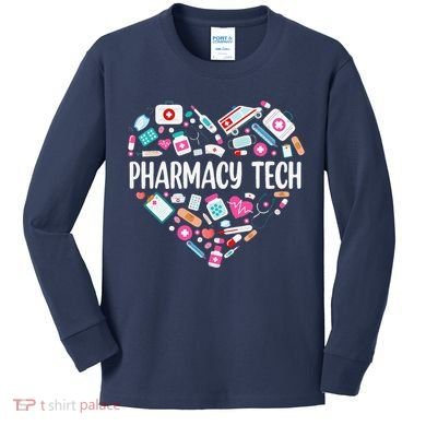 Pharmacy Technician Heart Certified Pharm Tech Pharmacist Kids Long Sleeve Shirt