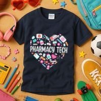Pharmacy Technician Heart Certified Pharm Tech Pharmacist Kids T-Shirt thumb 3
