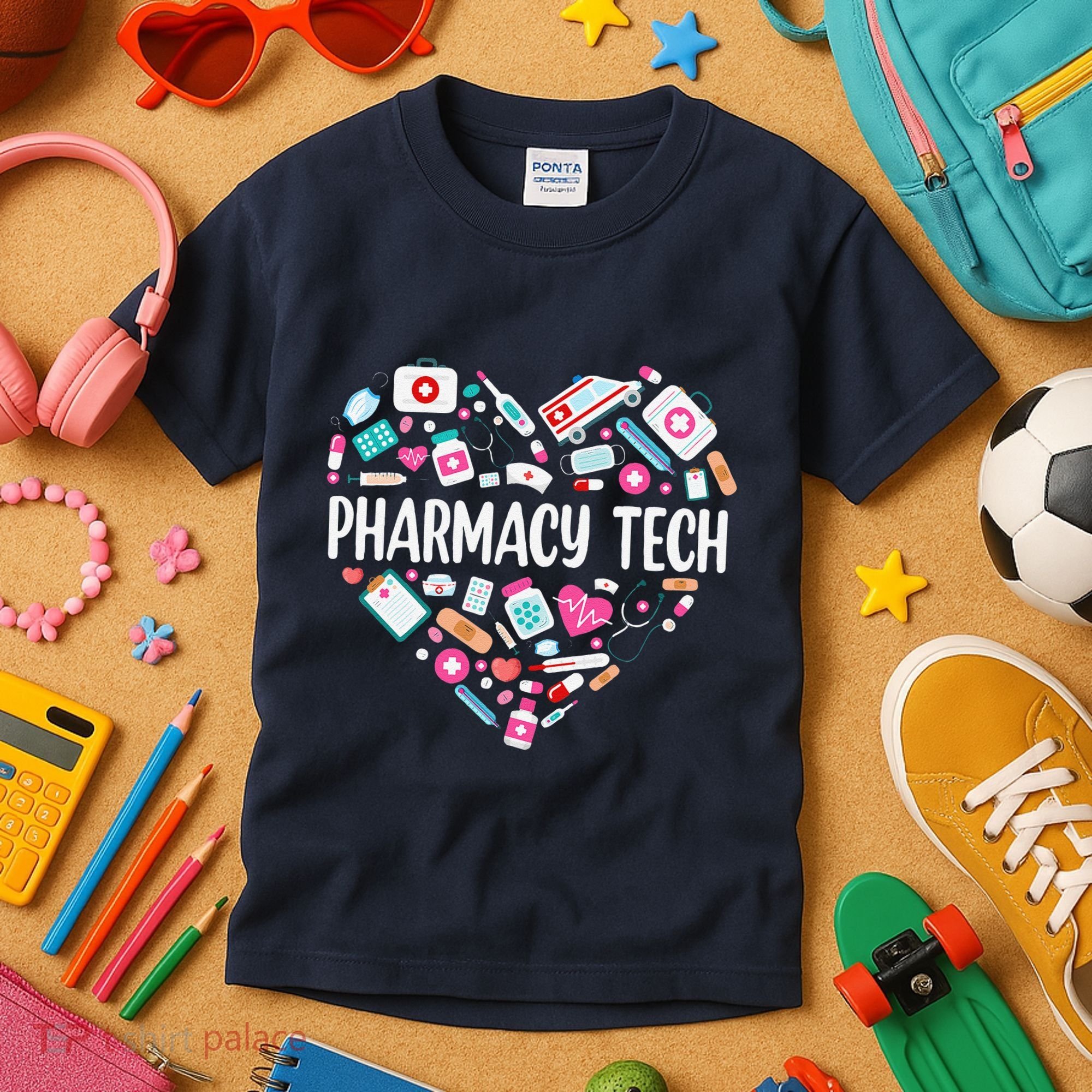Pharmacy Technician Heart Certified Pharm Tech Pharmacist Kids T-Shirt