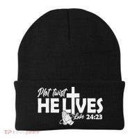 Plot Twist He Lives Luke 2423 Christian God Easter Funny Beanie thumb 0