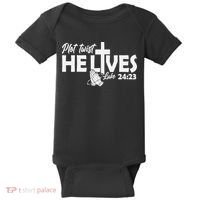 Plot Twist He Lives Luke 2423 Christian God Easter Funny Baby Bodysuit thumb 0