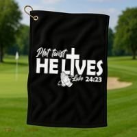 Plot Twist He Lives Luke 2423 Christian God Easter Funny Golf Towel thumb 1