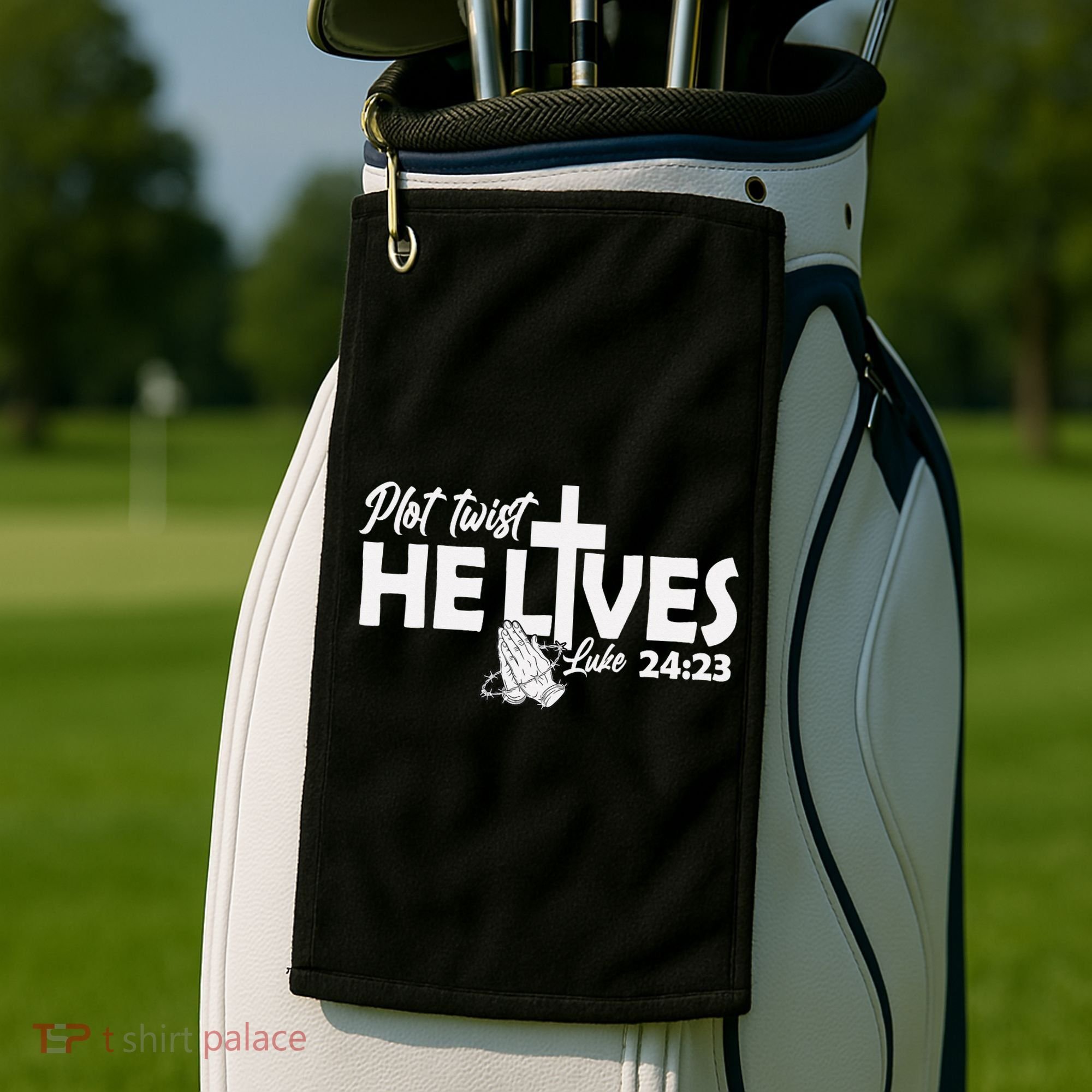 Plot Twist He Lives Luke 2423 Christian God Easter Funny Golf Towel