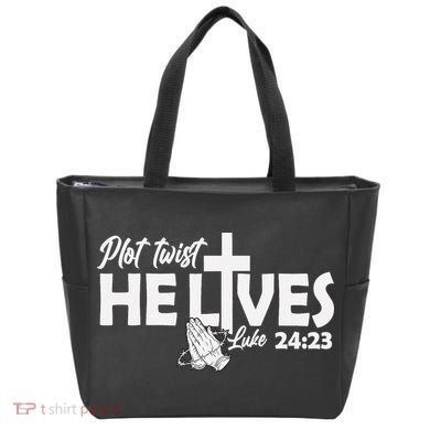 Plot Twist He Lives Luke 2423 Christian God Easter Funny Tote Bag