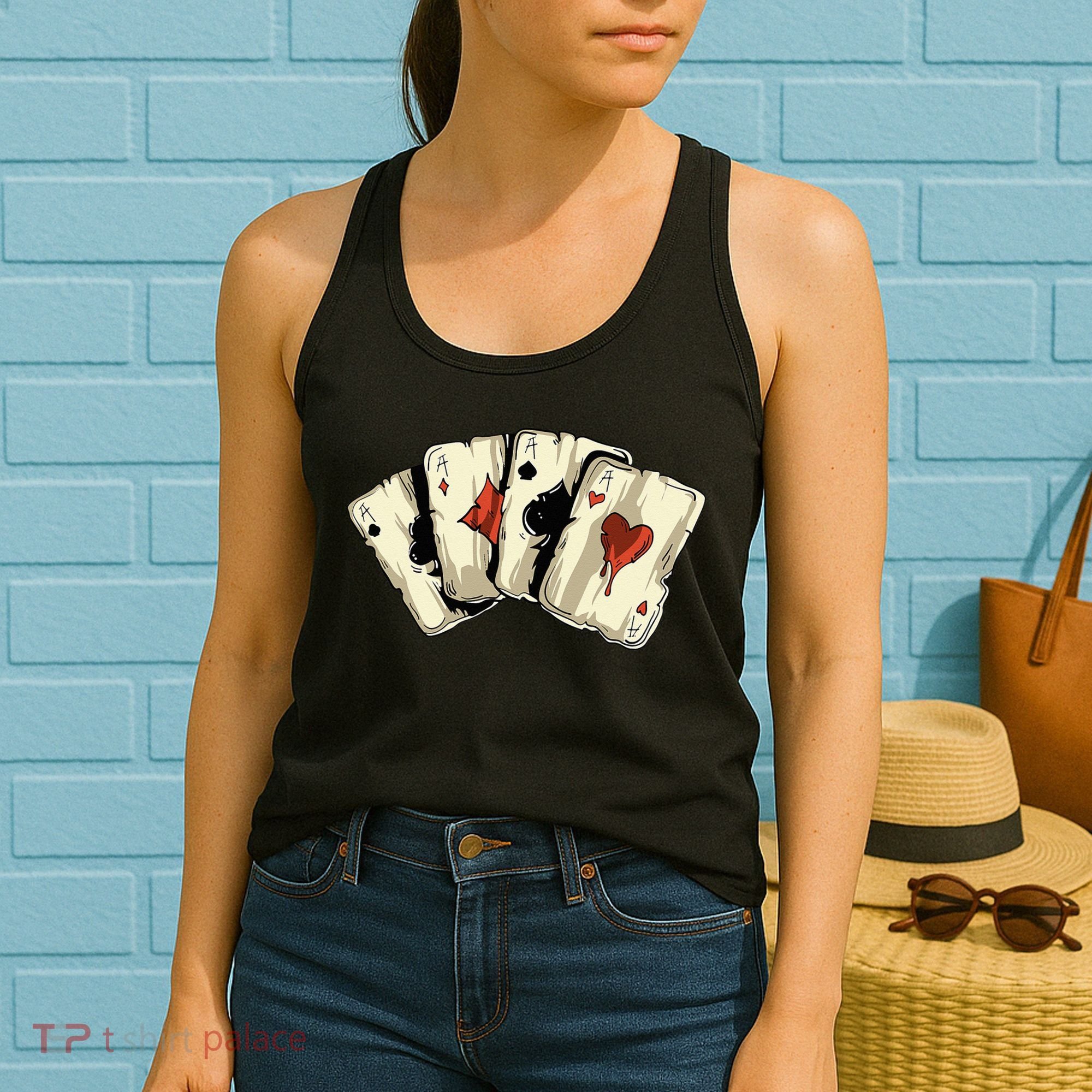 Poker Texas Hold'Em Gambling Casino 4 Aces Poker Women's Tank Top