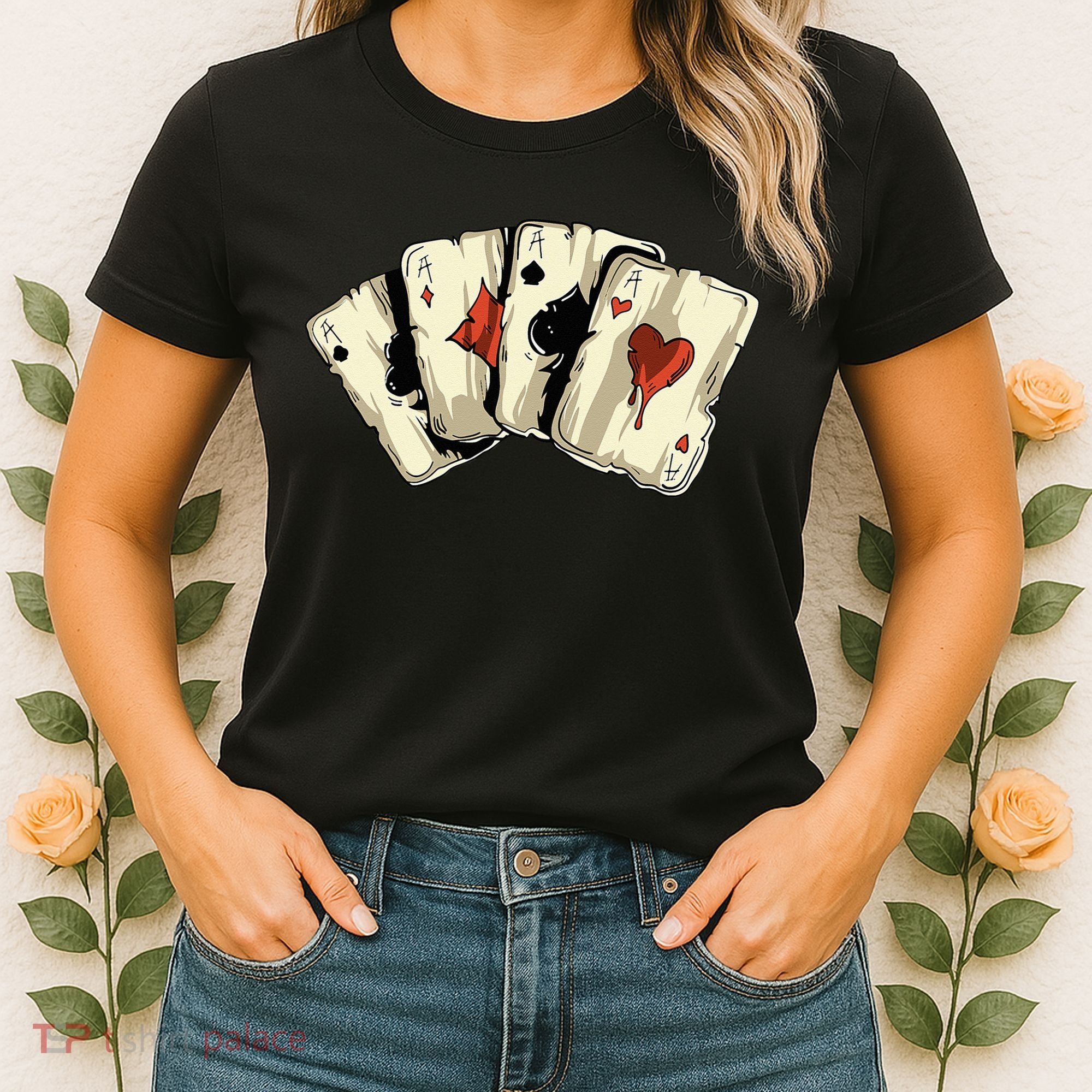 Poker Texas Hold'Em Gambling Casino 4 Aces Poker Women's T-Shirt