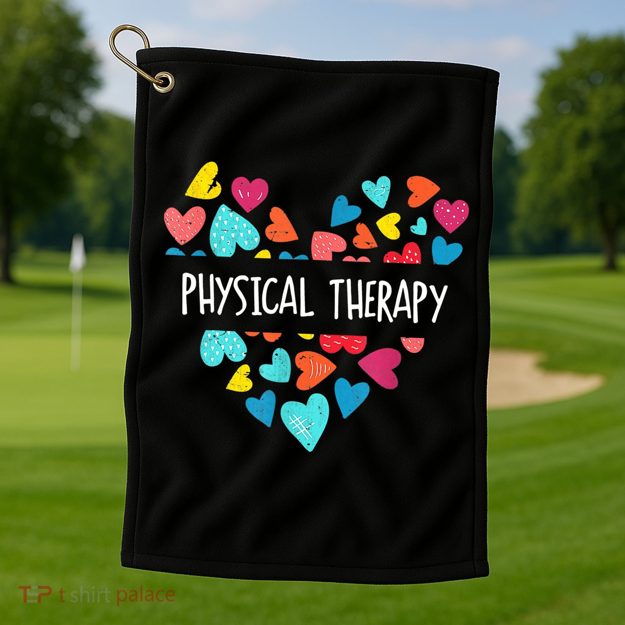 Physical Therapy Heart Love PT Doctor Therapist Nursing Golf Towel