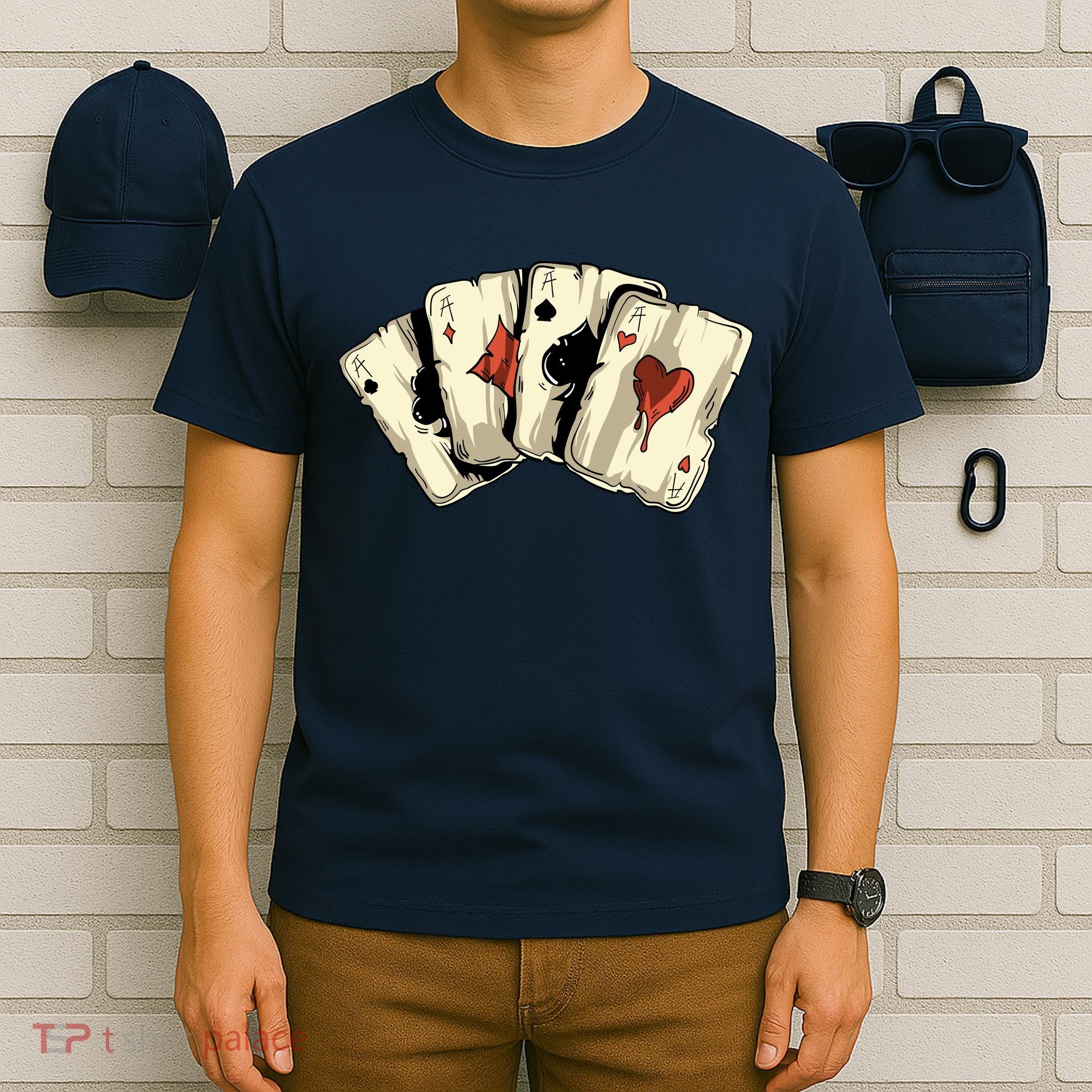 Poker Texas HoldEm Gambling Casino 4 Aces Poker T-Shirt