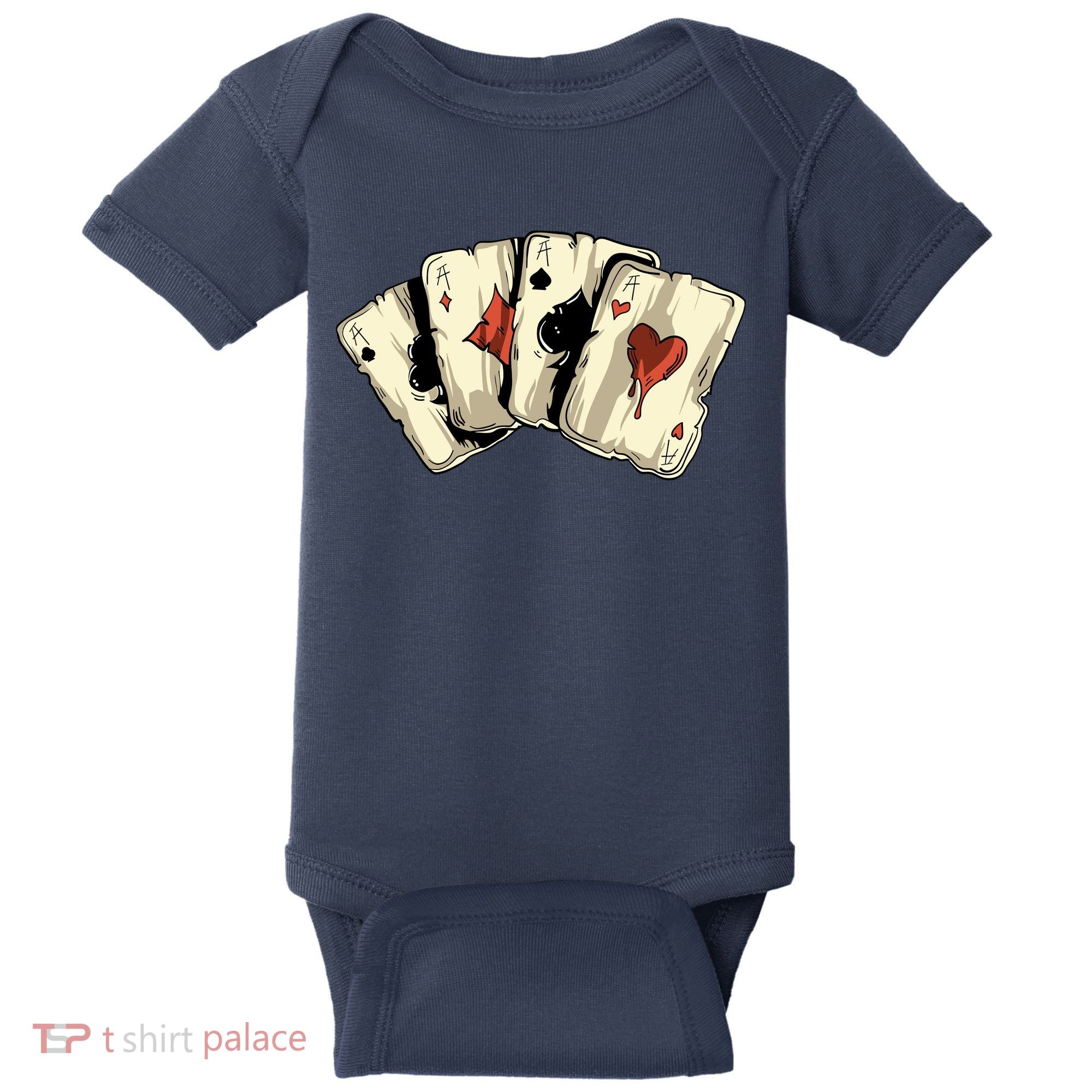 Poker Texas HoldEm Gambling Casino 4 Aces Poker Baby Bodysuit