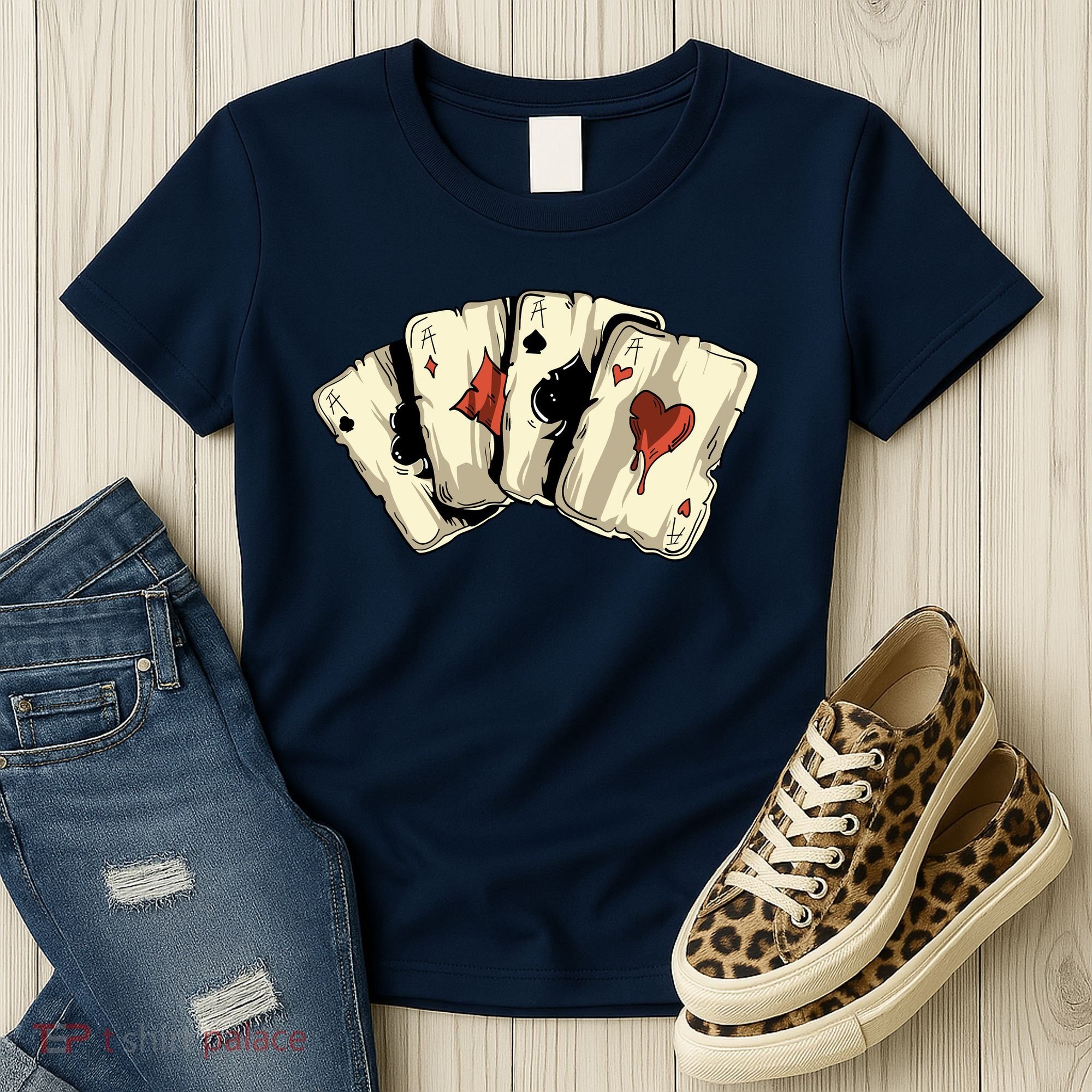 Poker Texas HoldEm Gambling Casino 4 Aces Poker Women's T-Shirt