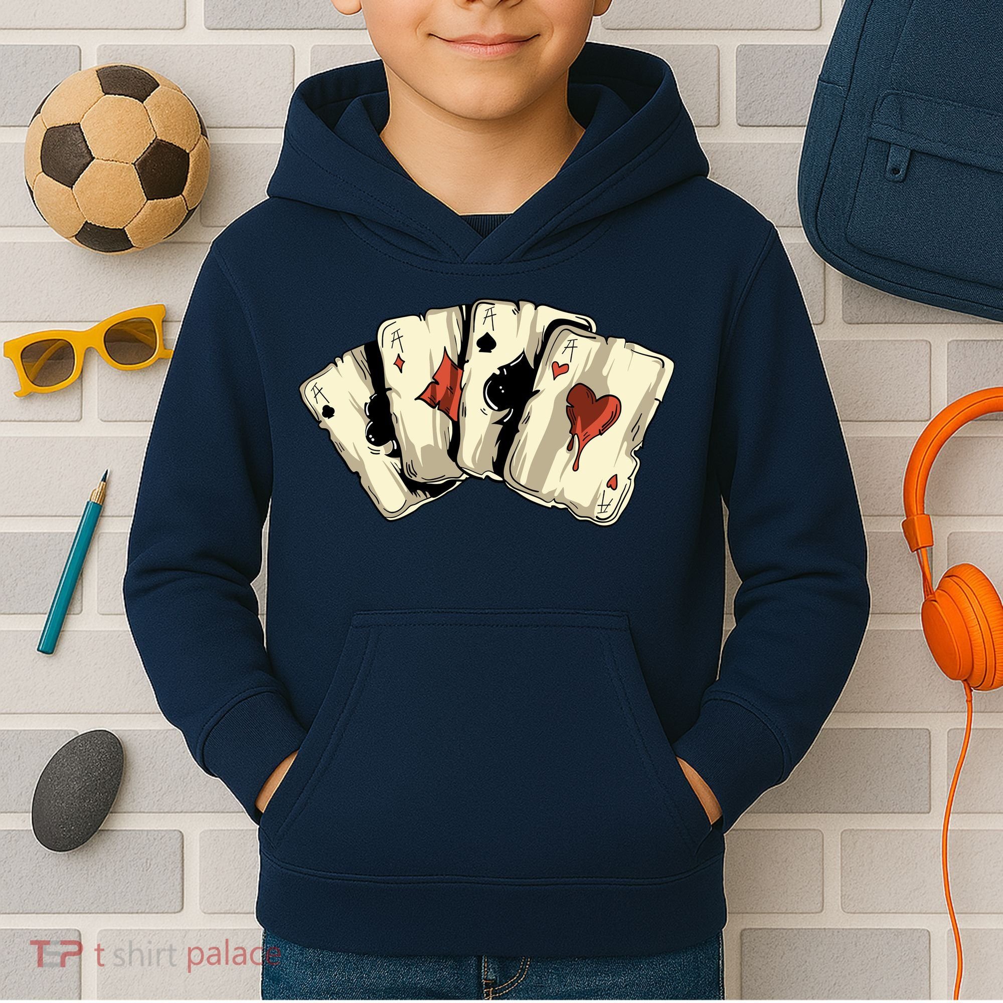 Poker Texas HoldEm Gambling Casino 4 Aces Poker Kids Hoodie