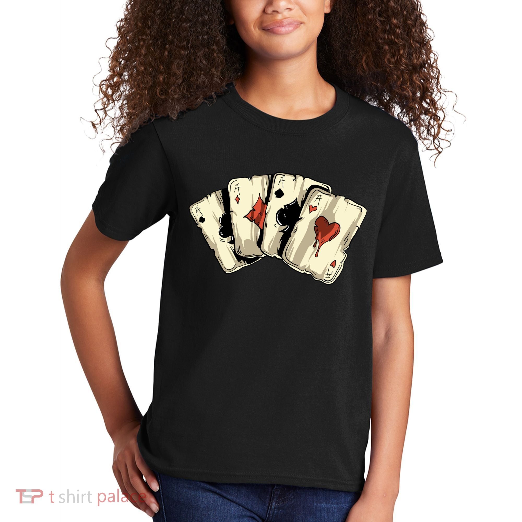 Poker Texas HoldEm Gambling Casino 4 Aces Poker Kids T-Shirt