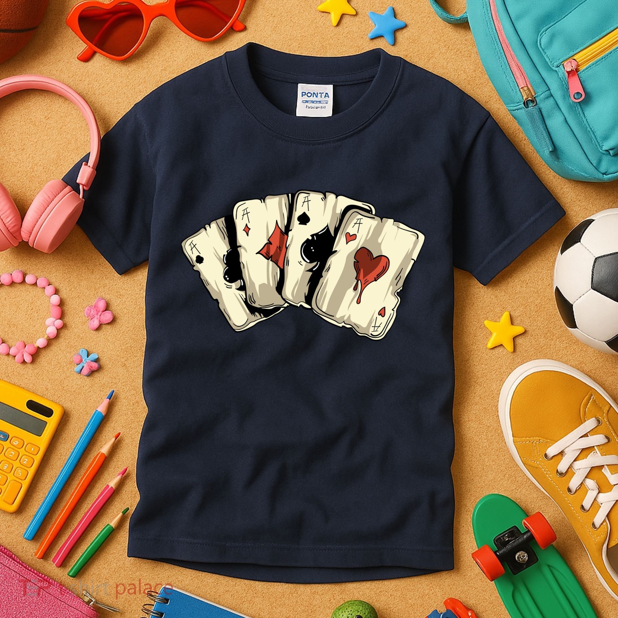 Poker Texas HoldEm Gambling Casino 4 Aces Poker Kids T-Shirt