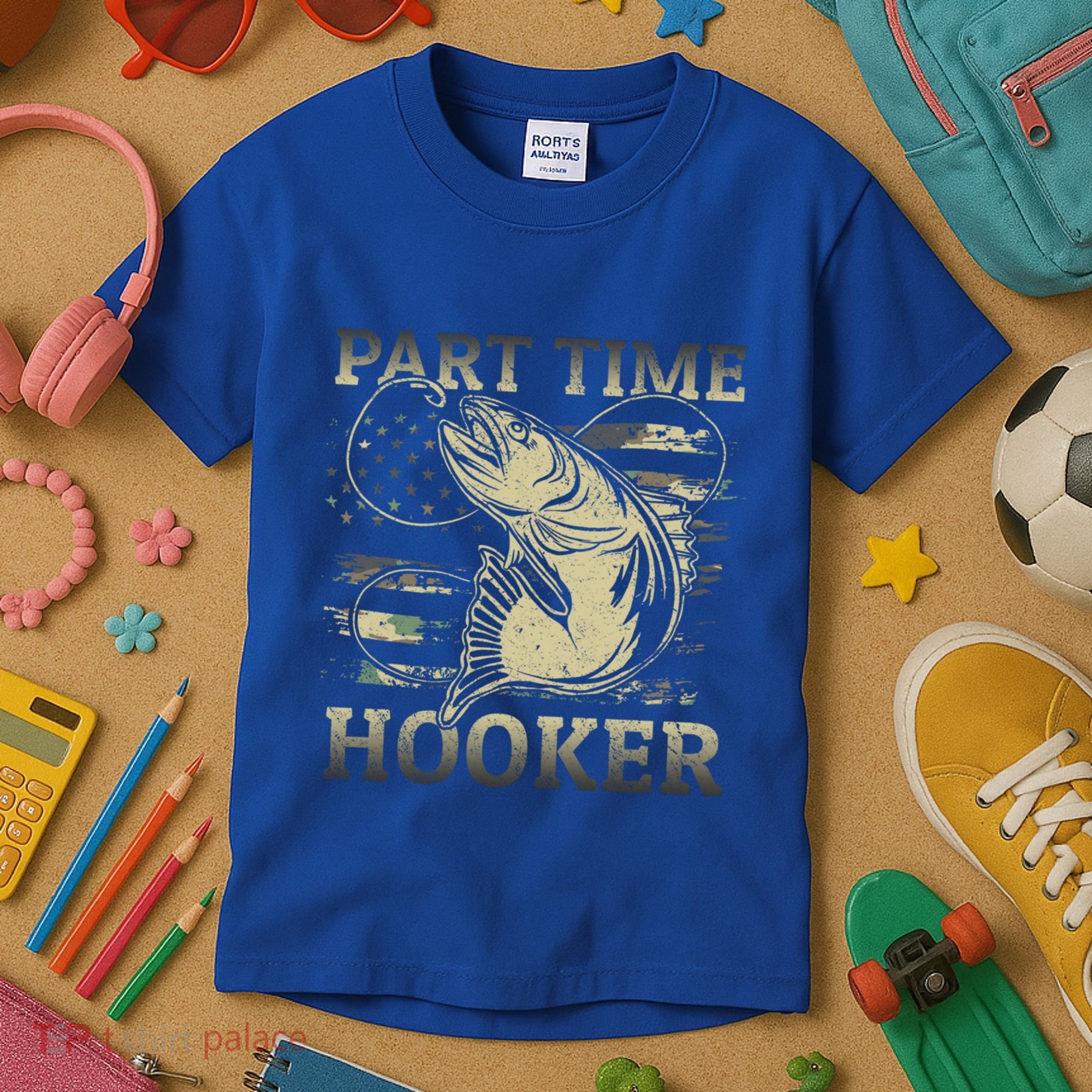 Part Time Hooker Fisher Funny Fishing Cute Gift Kids T-Shirt