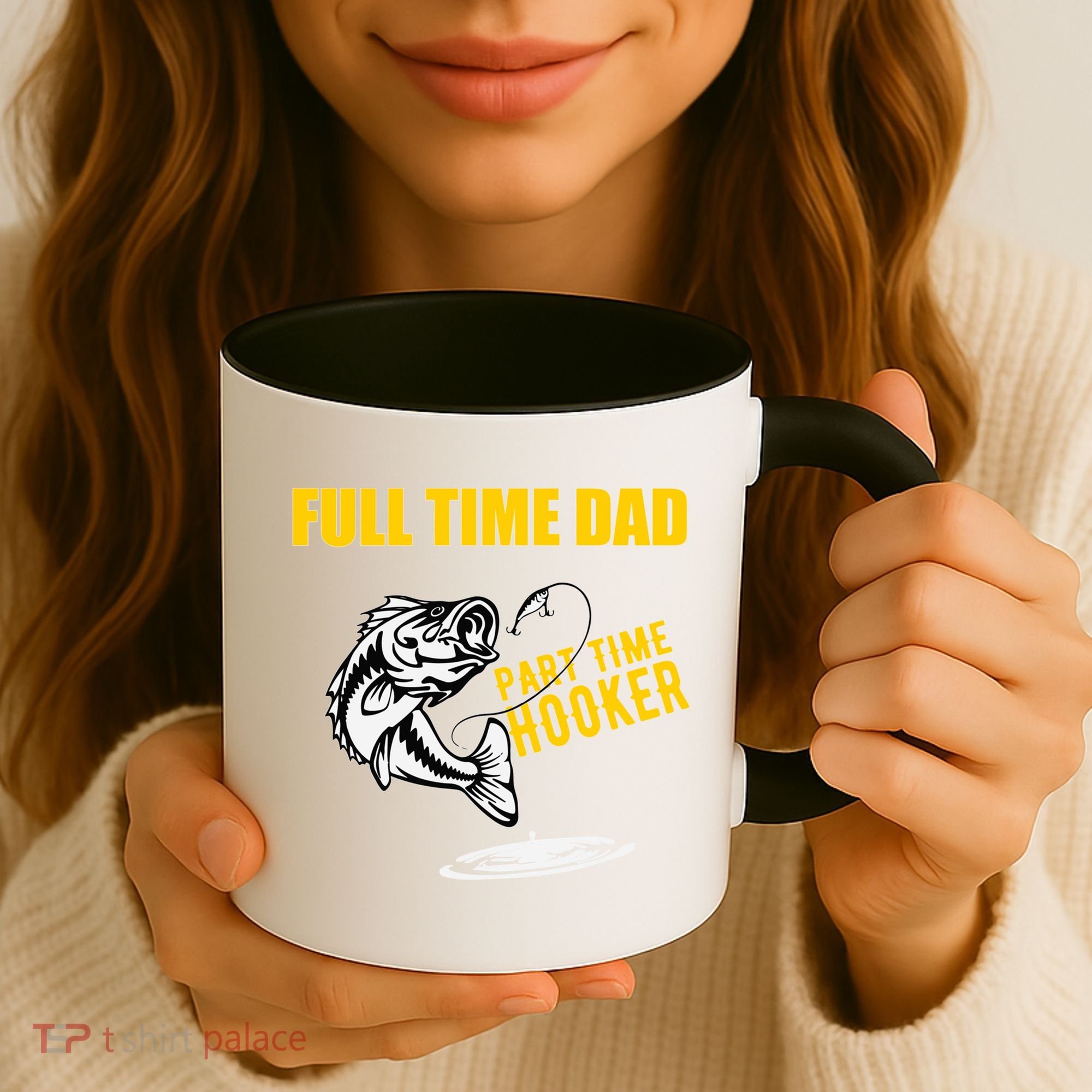 Part Time Hooker Full Time Dad Jokes Fathers Day Fishing Cute Gift Coffee Mug