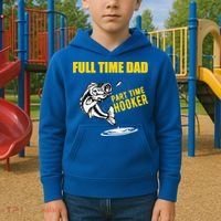 Part Time Hooker Full Time Dad Jokes Fathers Day Fishing Cute Gift Kids Hoodie thumb 2