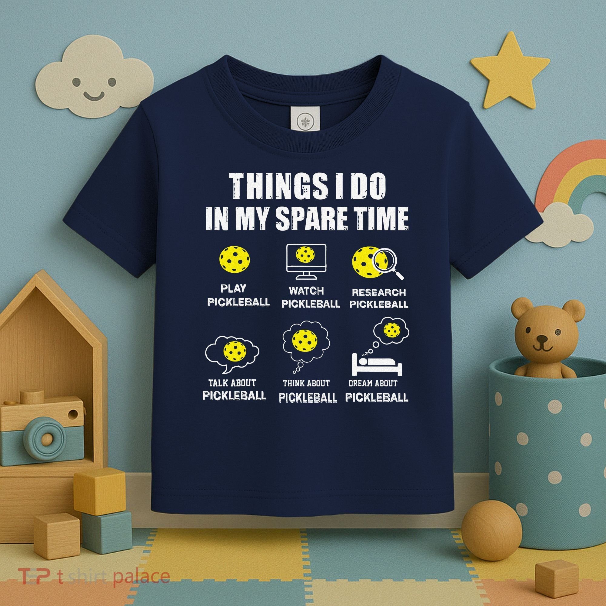 Pickleball Things I Do In My Spare Time Funny Pickleball Toddler T-Shirt