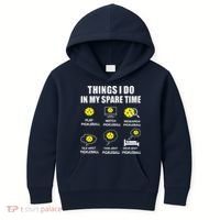 Pickleball Things I Do In My Spare Time Funny Pickleball Kids Hoodie thumb 0
