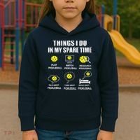 Pickleball Things I Do In My Spare Time Funny Pickleball Kids Hoodie thumb 3