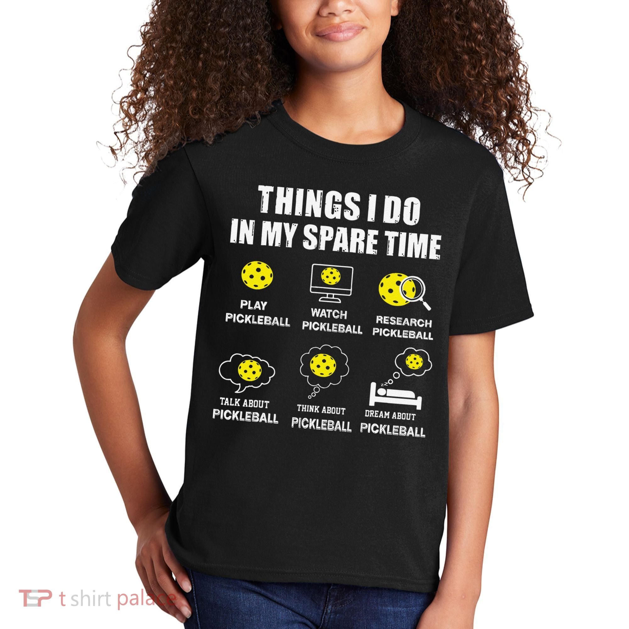 Pickleball Things I Do In My Spare Time Funny Pickleball Kids T-Shirt