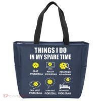 Pickleball Things I Do In My Spare Time Funny Pickleball Tote Bag thumb 0