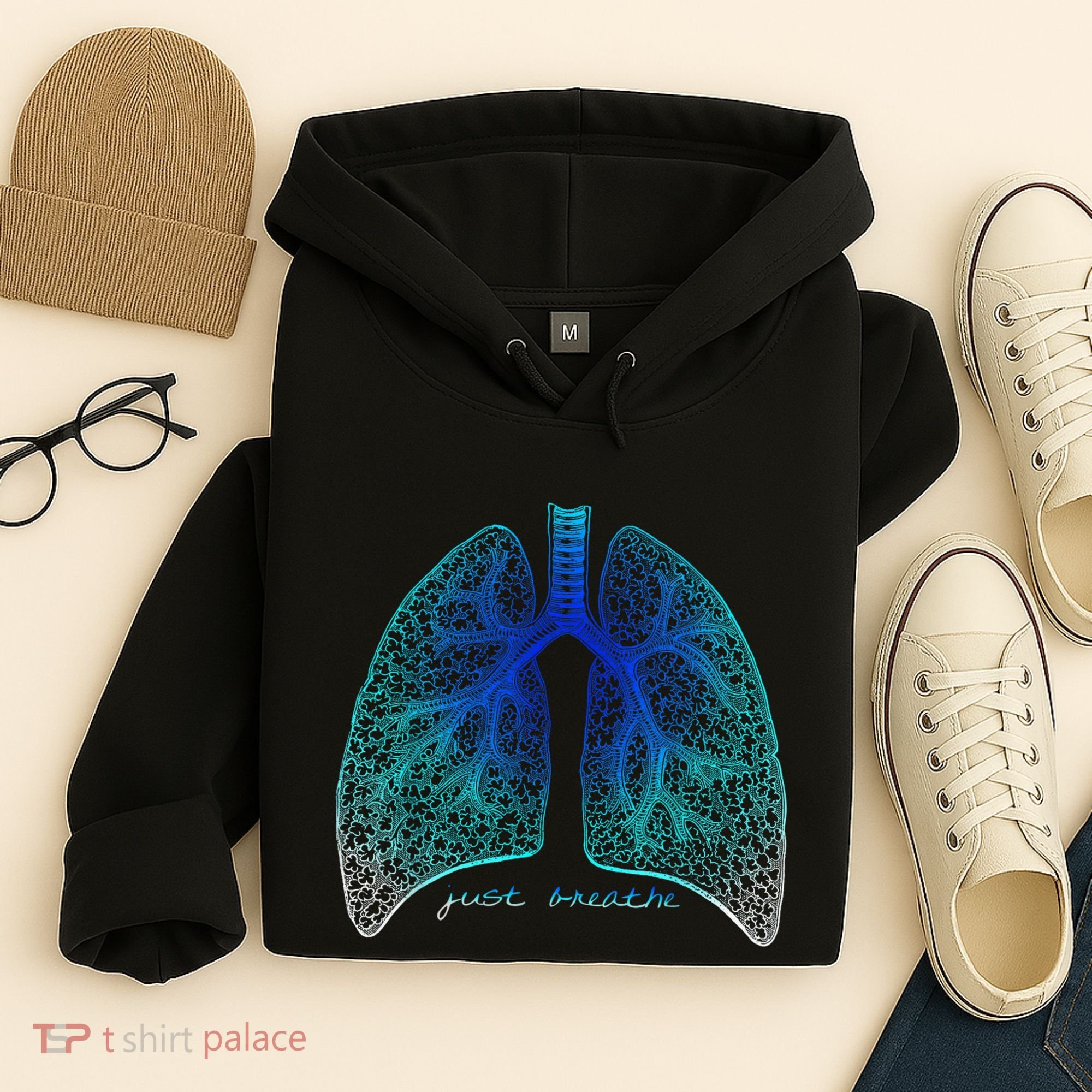 Positive Thinking "Just Breathe" Lungs Science Hoodie