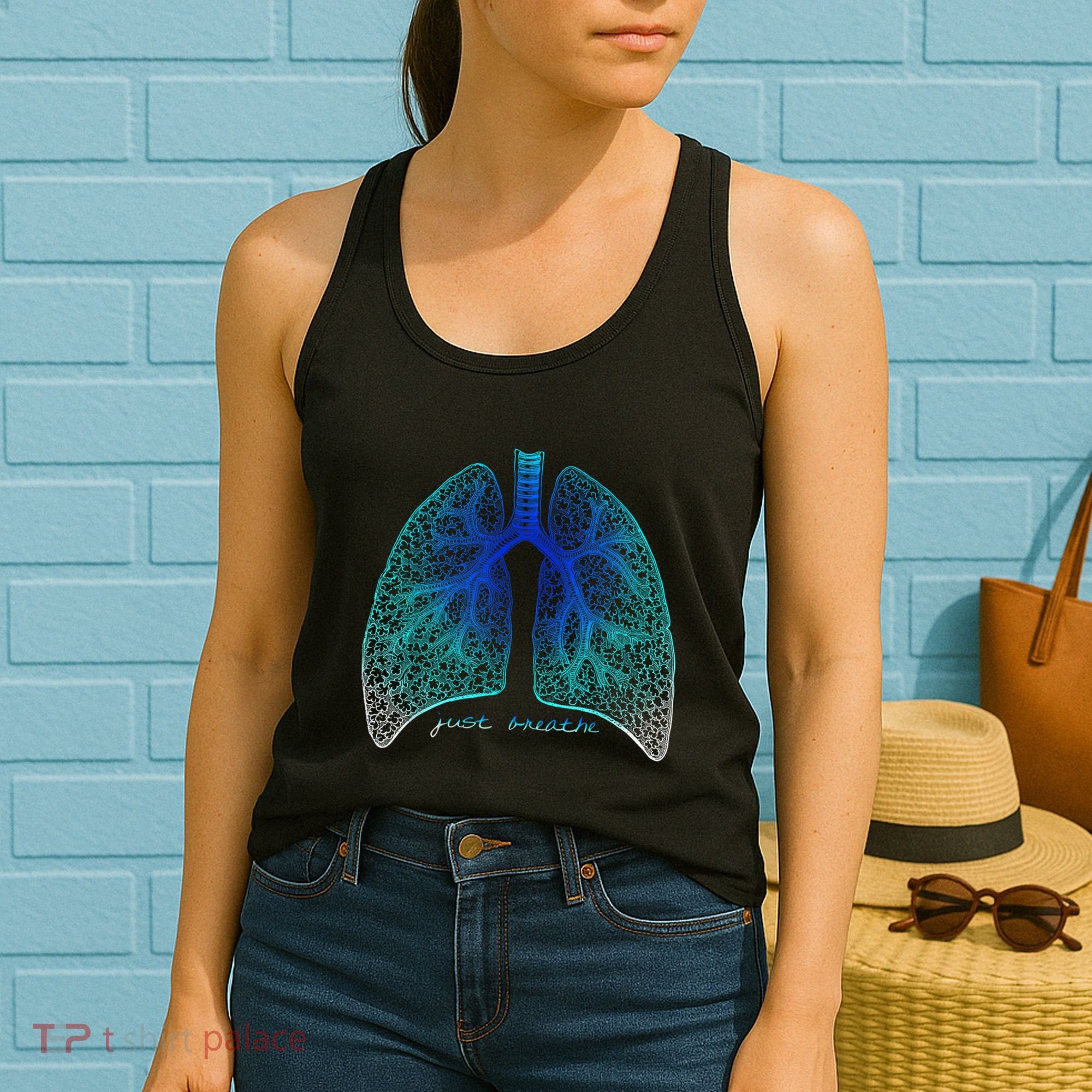 Positive Thinking "Just Breathe" Lungs Science Women's Tank Top