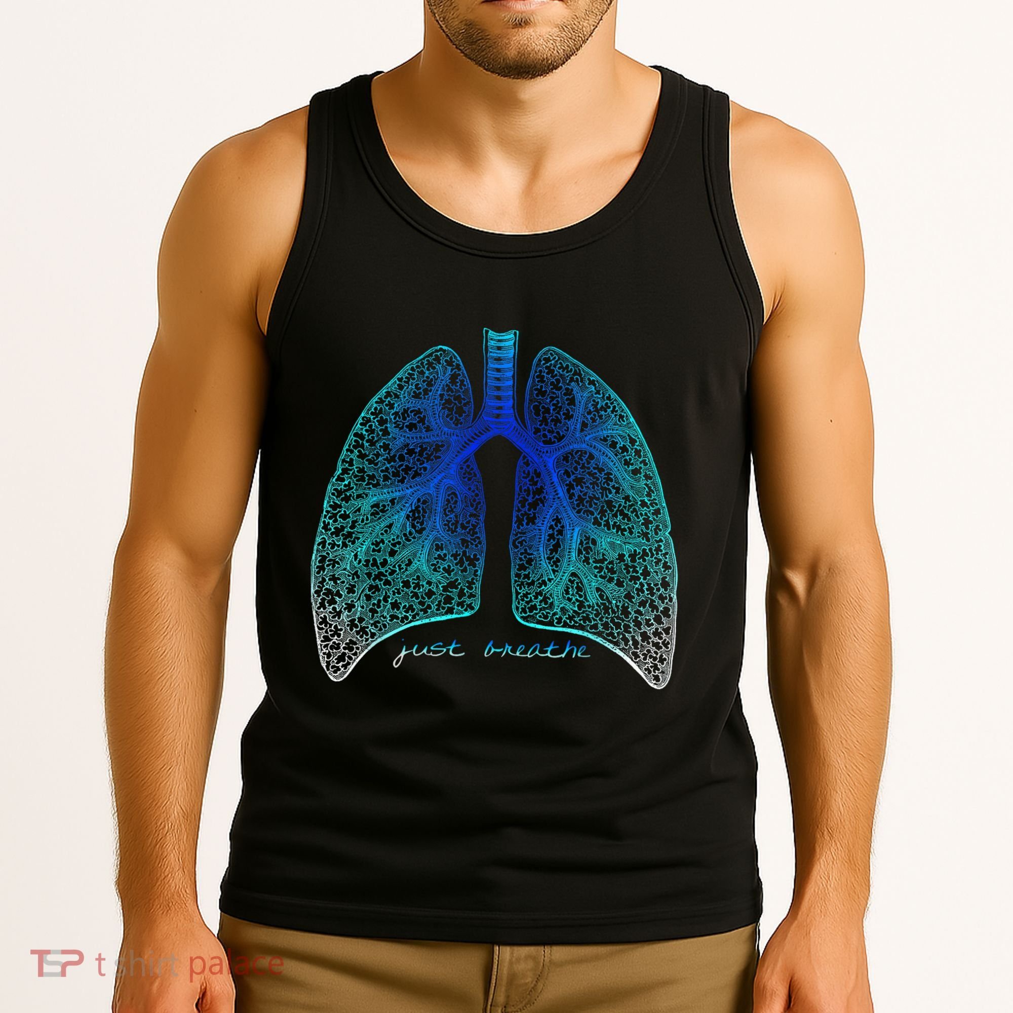 Positive Thinking "Just Breathe" Lungs Science Tank Top