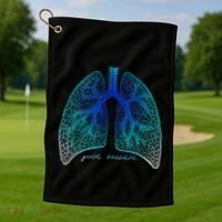 Positive Thinking "Just Breathe" Lungs Science Golf Towel thumb 1