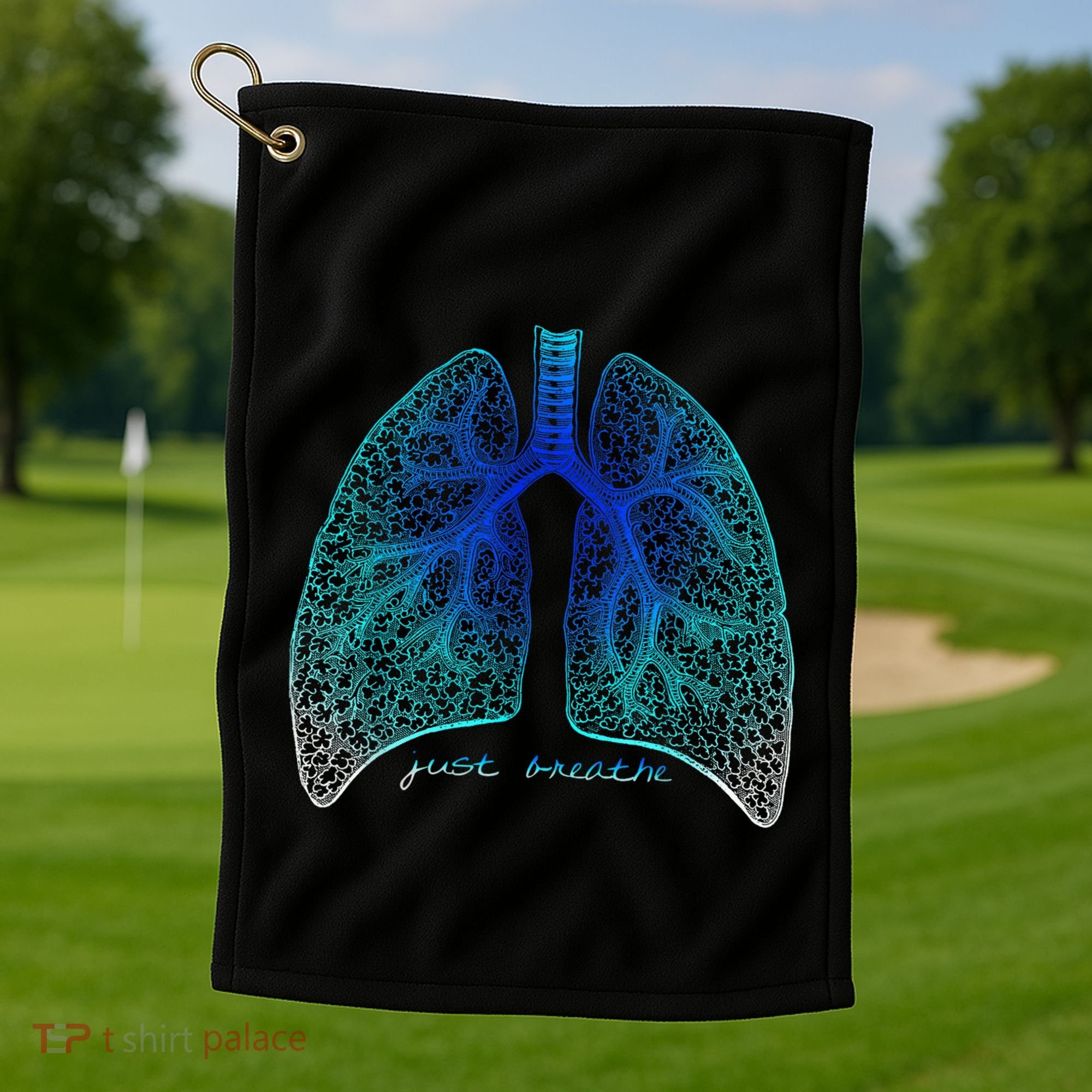 Positive Thinking "Just Breathe" Lungs Science Golf Towel