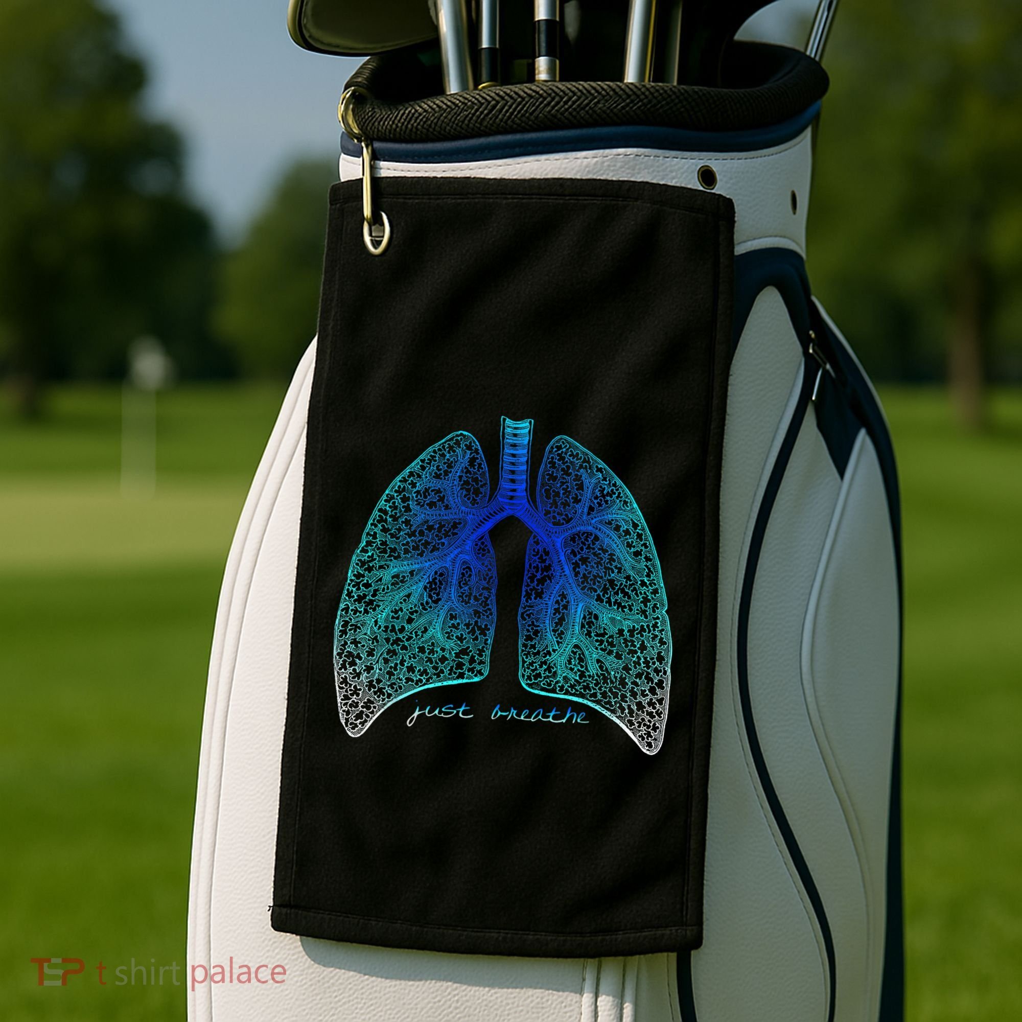 Positive Thinking "Just Breathe" Lungs Science Golf Towel