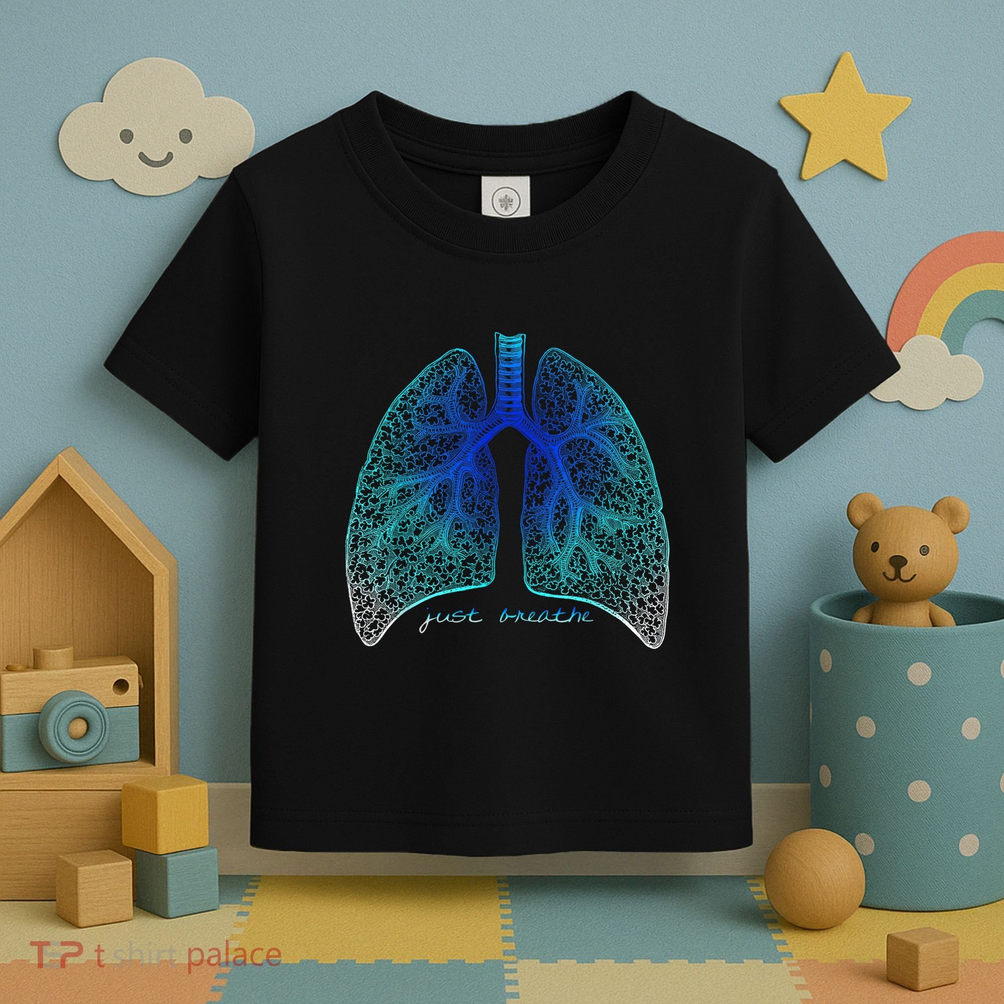 Positive Thinking "Just Breathe" Lungs Science Toddler T-Shirt