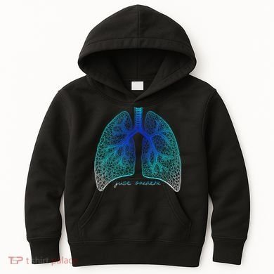 Positive Thinking "Just Breathe" Lungs Science Kids Hoodie