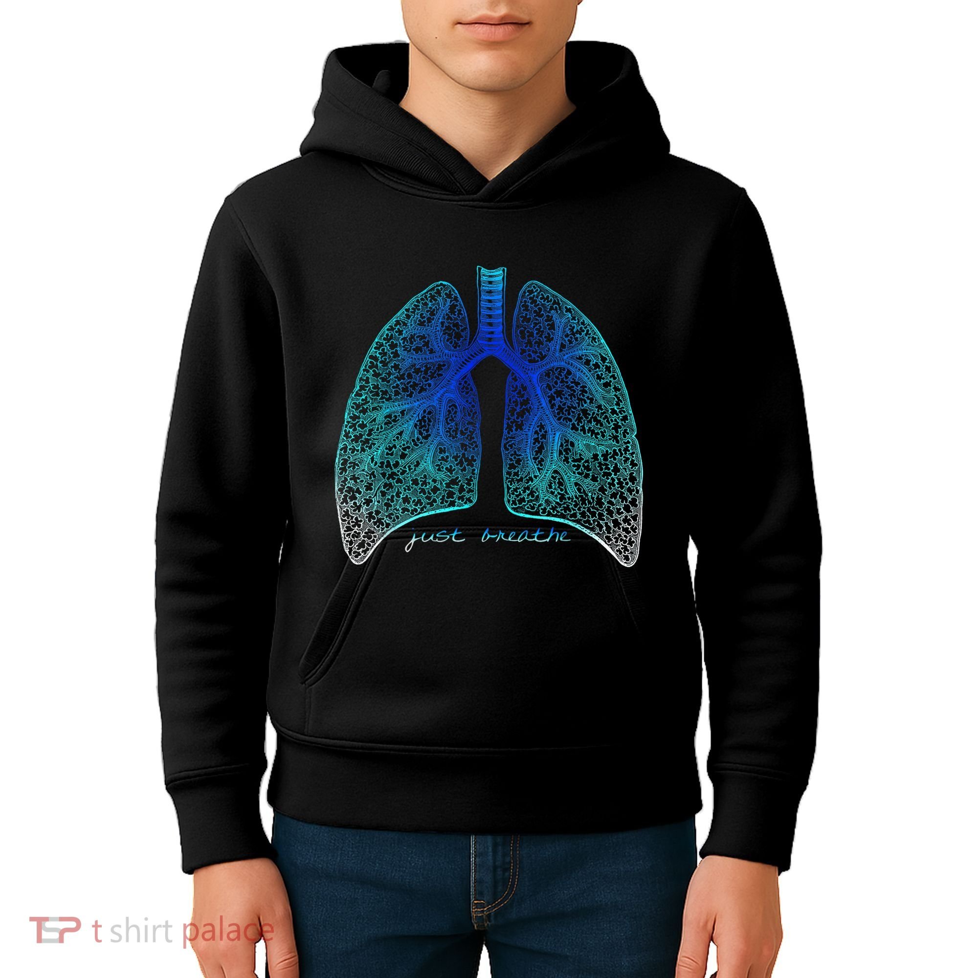 Positive Thinking "Just Breathe" Lungs Science Kids Hoodie
