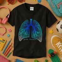 Positive Thinking "Just Breathe" Lungs Science Kids T-Shirt thumb 3