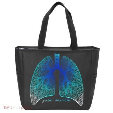 Positive Thinking "Just Breathe" Lungs Science Tote Bag