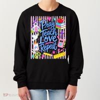 Pray Teach Love Repeat Christian Teacher Striped Women's Sweatshirt thumb 0