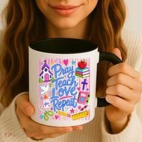 Pray Teach Love Repeat Christian Teacher Striped Coffee Mug thumb 3